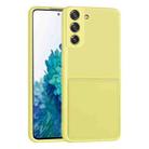 For Samsung Galaxy S21+ 5G Liquid Silicone Skin Feel Shockproof Phone Case with Card Slot(Yellow) - 1