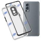 For OnePlus Nord 2 5G Full Cover Magnetic Metal Tempered Glass Phone Case(Silver) - 1