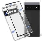 For Google Pixel 6 Pro HD Magnetic Metal Tempered Glass Phone Case(Silver) - 1