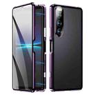 For Sony Xperia 10 III HD Magnetic Metal Tempered Glass Phone Case (Purple) - 1