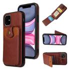 For iPhone 11 Pro Soft Skin Leather Wallet Bag Phone Case (Brown) - 1