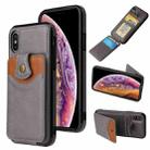 For iPhone X / XS Soft Skin Leather Wallet Bag Phone Case(Grey) - 1