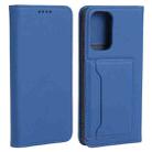 For Samsung Galaxy A73 Strong Magnetism Liquid Feel Leather Phone Case(Blue) - 1