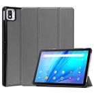 For TCL Tab 10s Three-folding Holder Custer Texture Leather Tablet Case(Grey) - 1