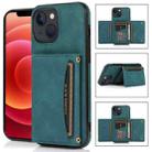 For iPhone 13 Three-fold Leather Phone Case with Card Slot & Wallet & Holder(Blue) - 1