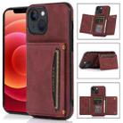For iPhone 13 mini Three-fold Leather Phone Case with Card Slot & Wallet & Holder (Wine Red) - 1