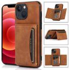 For iPhone 13 mini Three-fold Leather Phone Case with Card Slot & Wallet & Holder (Brown) - 1