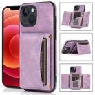 For iPhone 13 mini Three-fold Leather Phone Case with Card Slot & Wallet & Holder (Purple) - 1