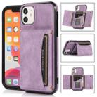 For iPhone 12 / 12 Pro Three-fold Leather Phone Case with Card Slot & Wallet & Holder(Purple) - 1