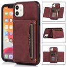 Three-fold Leather Phone Case with Card Slot & Wallet & Holder For iPhone 11 Pro Max(Wine Red) - 1