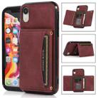 For iPhone XR Three-fold Leather Phone Case with Card Slot & Wallet & Holder(Wine Red) - 1