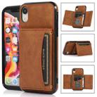 For iPhone XR Three-fold Leather Phone Case with Card Slot & Wallet & Holder(Brown) - 1