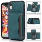 For iPhone XR Three-fold Leather Phone Case with Card Slot & Wallet & Holder(Blue) - 1