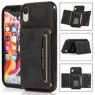 For iPhone XR Three-fold Leather Phone Case with Card Slot & Wallet & Holder(Black) - 1