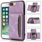 Three-fold Leather Phone Case with Card Slot & Wallet & Holder For iPhone 8 Plus & 7 Plus(Purple) - 1