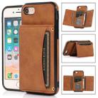 For iPhone SE 2022 / SE 2020 / 8 / 7 Three-fold Leather Phone Case with Card Slot & Wallet & Holder(Brown) - 1