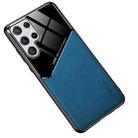 For Samsung Galaxy S22 Ultra 5G Leather Glass Magnet Phone Case(Royal Blue) - 1