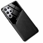 For Samsung Galaxy S22 Ultra 5G Leather Glass Magnet Phone Case(Black) - 1