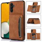 For Samsung Galaxy A13 5G Three-fold Leather Phone Case with Card Slot & Wallet & Holder(Brown) - 1