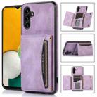 For Samsung Galaxy A13 5G Three-fold Leather Phone Case with Card Slot & Wallet & Holder(Purple) - 1