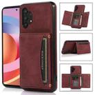 For Samsung Galaxy A32 4G Three-fold Leather Phone Case with Card Slot & Wallet & Holder(Wine Red) - 1