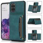 For Samsung Galaxy S20+ Three-fold Leather Phone Case with Card Slot & Wallet & Holder(Green) - 1