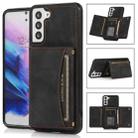For Samsung Galaxy S21 Three-fold Leather Phone Case with Card Slot & Wallet & Holder(Black) - 1