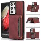 For Samsung Galaxy S21 Ultra Three-fold Leather Phone Case with Card Slot & Wallet & Holder(Wine Red) - 1
