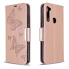 For Xiaomi Redmi Note 8T Embossing Two Butterflies Pattern Horizontal Flip PU Leather Case with Holder & Card Slot & Wallet & Lanyard(Gold) - 1