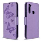 For Xiaomi Redmi Note 8T Embossing Two Butterflies Pattern Horizontal Flip PU Leather Case with Holder & Card Slot & Wallet & Lanyard(Purple) - 1