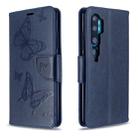 For Xiaomi CC9 Pro / Note 10 /  Note 10 Pro Embossing Two Butterflies Pattern Horizontal Flip PU Leather Case with Holder & Card Slot & Wallet & Lanyard(Dark Blue) - 1