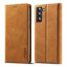 For Samsung Galaxy S22+ 5G LC.IMEEKE Soft PU + TPU Magnetic Skin-friendly Feeling Leather Phone Case(Dack Brown) - 1