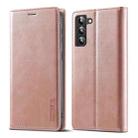 For Samsung Galaxy S22+ 5G LC.IMEEKE Soft PU + TPU Magnetic Skin-friendly Feeling Leather Phone Case(Rose Gold) - 1