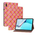 For Huawei MatePad 11 2021 Color Weave Leather Tablet Case with Holder(Rose Red) - 1