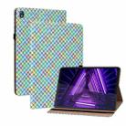 For Lenovo Tab K10 Color Weave Leather Tablet Case with Holder(Rainbow) - 1