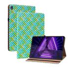 For Lenovo Tab K10 Color Weave Leather Tablet Case with Holder(Green) - 1