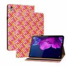 For Lenovo Tab P11 TB-J606F Color Weave Leather Tablet Case with Holder(Rose Red) - 1