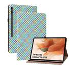 For Samsung Galaxy Tab S7 Plus T970 / S7 FE T730 Color Weave Leather Tablet Case with Holder(Rainbow) - 1