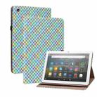 For Amazon Kindle Fire HD8 Color Weave Leather Tablet Case with Holder(Rainbow) - 1
