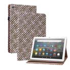 For Amazon Kindle Fire HD8 Color Weave Leather Tablet Case with Holder(Brown) - 1