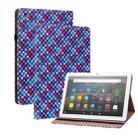 For Amazon Kindle Fire HD8 Color Weave Leather Tablet Case with Holder(Blue) - 1