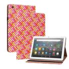 For Amazon Kindle Fire HD8 Color Weave Leather Tablet Case with Holder(Rose Red) - 1