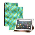 For Amazon Kindle Fire HD8 Color Weave Leather Tablet Case with Holder(Green) - 1