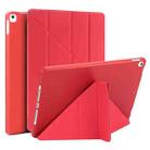 Multi-folding PU Leather Matte TPU Tablet Case For iPad Pro 10.2 2021 / 2020 / 10.5 2017(Red) - 1