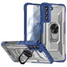 For Samsung Galaxy S21 5G PC + TPU Shockproof Phone Case with Metal Ring Holder(Blue) - 1