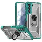 For Samsung Galaxy S21 5G PC + TPU Shockproof Phone Case with Metal Ring Holder(Green) - 1