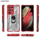 For Samsung Galaxy S21 Ultra 5G PC + TPU Shockproof Phone Case with Metal Ring Holder(Red) - 2