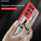 For Samsung Galaxy S21 Ultra 5G PC + TPU Shockproof Phone Case with Metal Ring Holder(Red) - 5