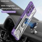For Samsung Galaxy S21 Ultra 5G PC + TPU Shockproof Phone Case with Metal Ring Holder(Purple) - 6