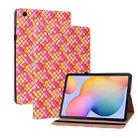 For Samsung Galaxy Tab S6 Lite Color Weave Smart Leather Tablet Case(Rose Red) - 1